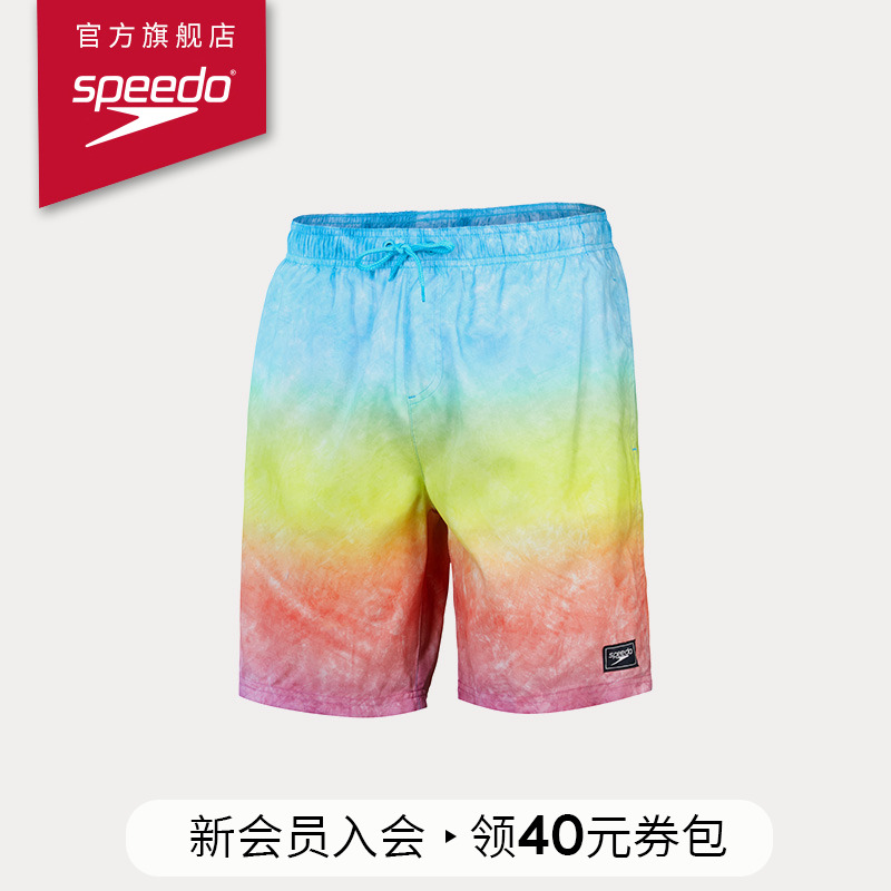 Speedo速比涛24新品缤纷复古男子度假风沙滩裤短裤度假