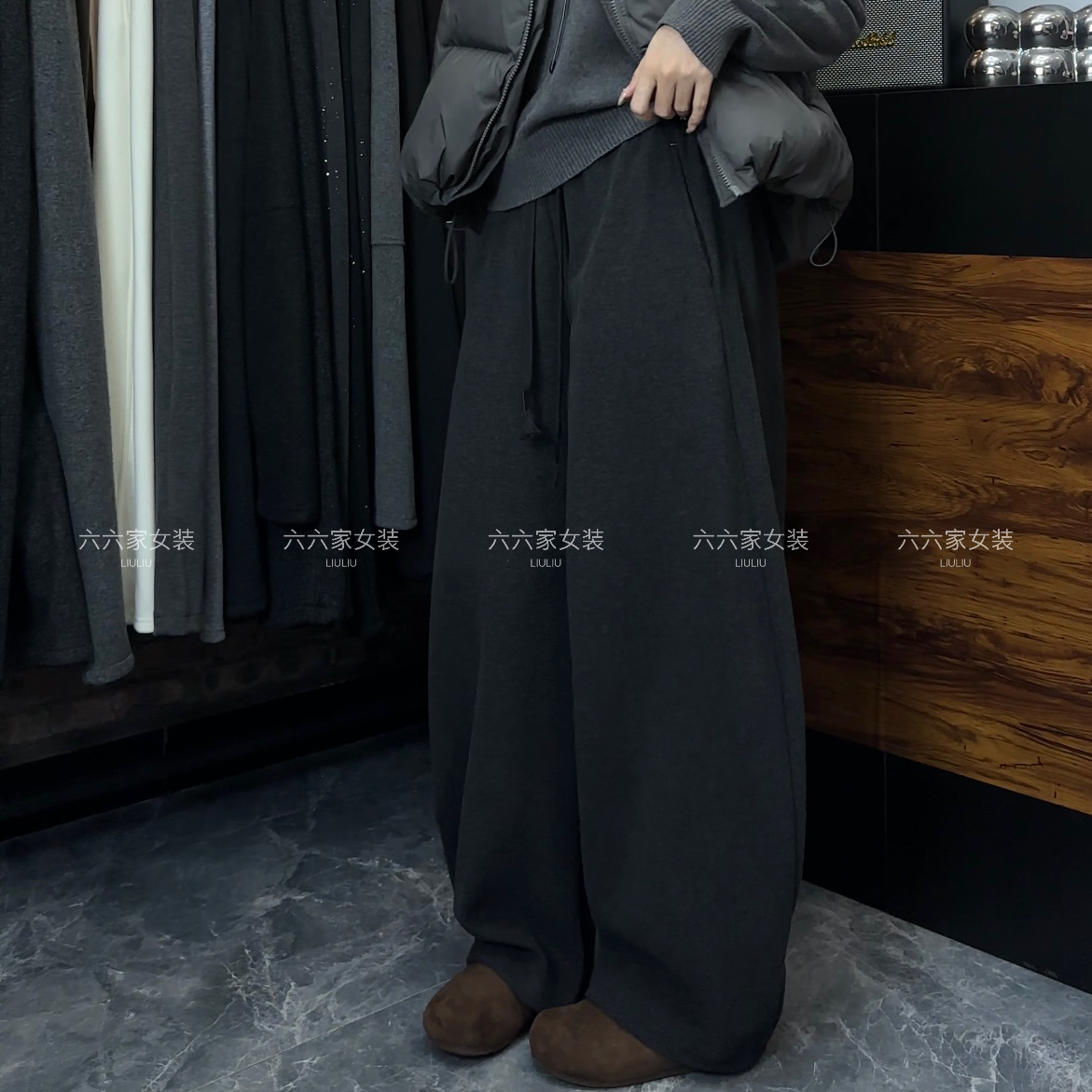 冬季加绒慵懒休闲简约弯刀裤！高腰显瘦百搭拖地款