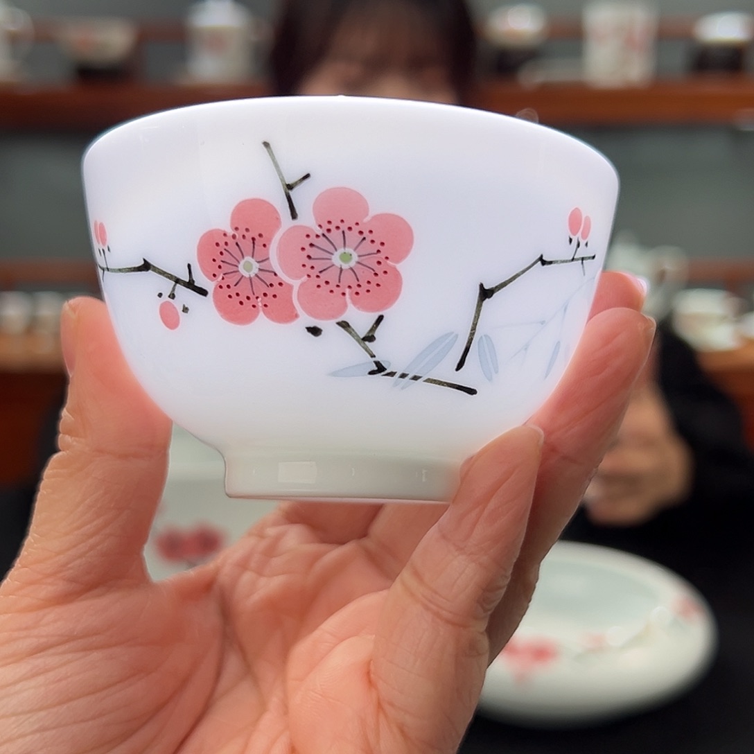 翠竹红梅直口杯杯