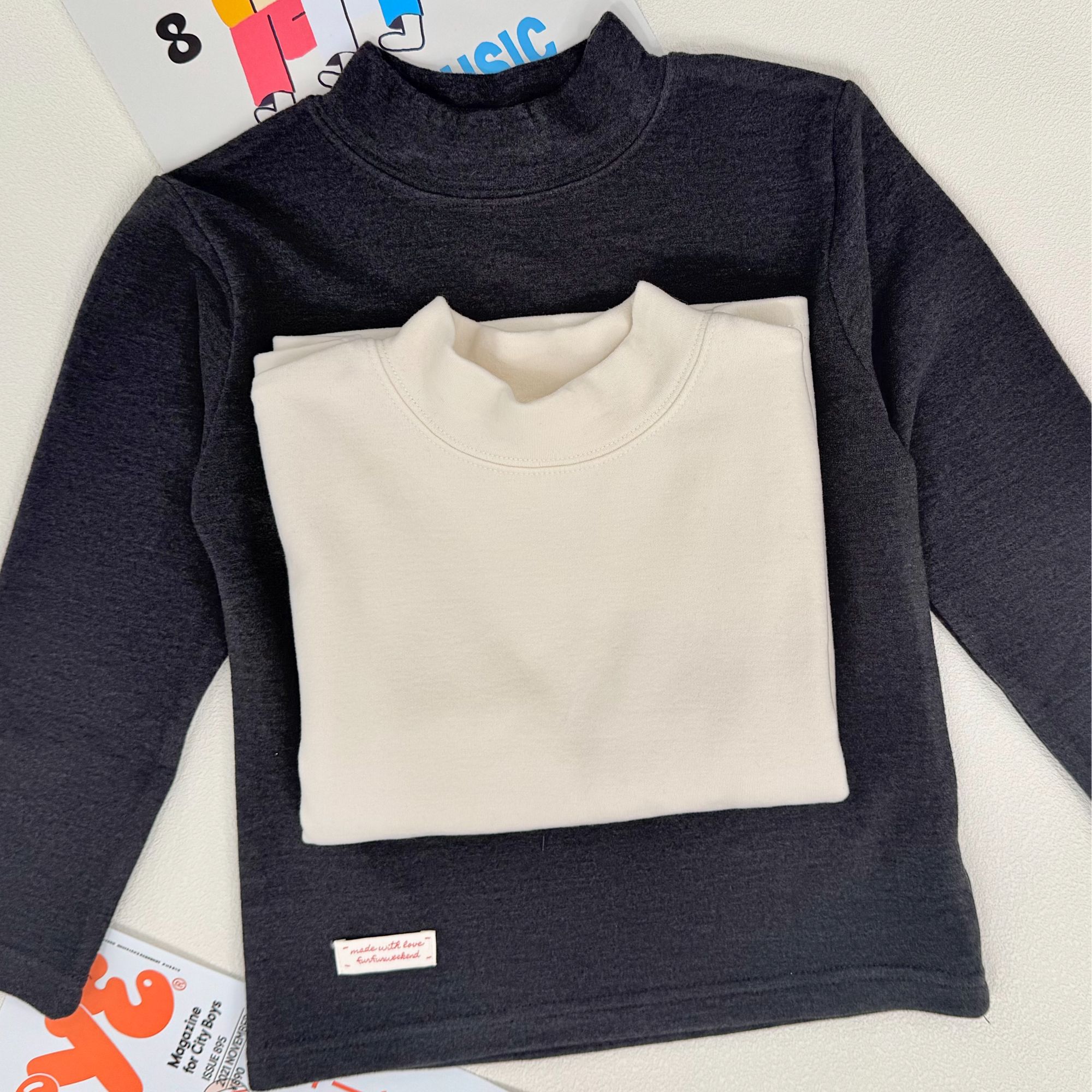 “年服搭档” 秋冬季韩版儿童半高领华绒糯叽叽打底