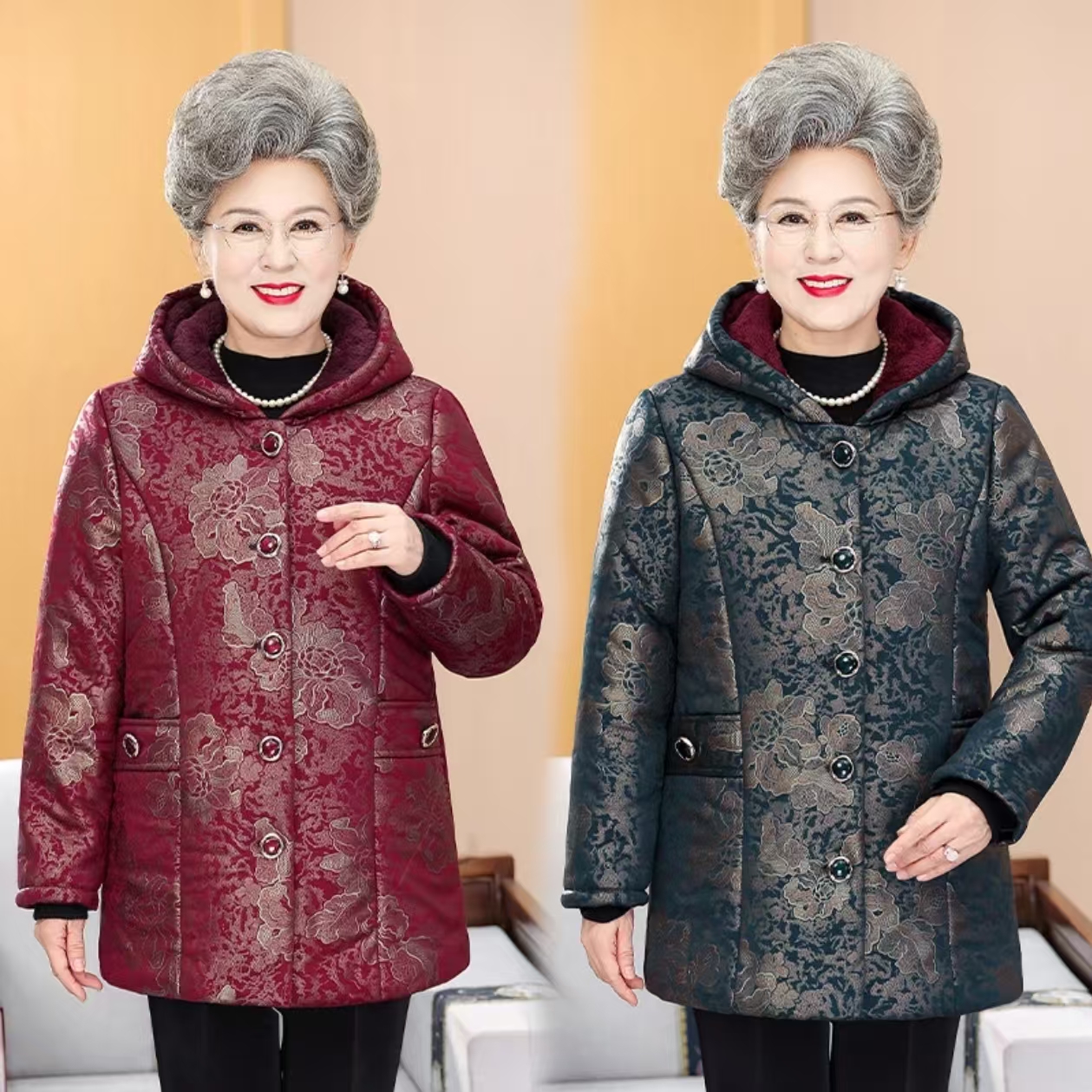 中长款老年人冬装女棉衣奶奶装外套60岁70妈妈衣服老太太加厚棉袄