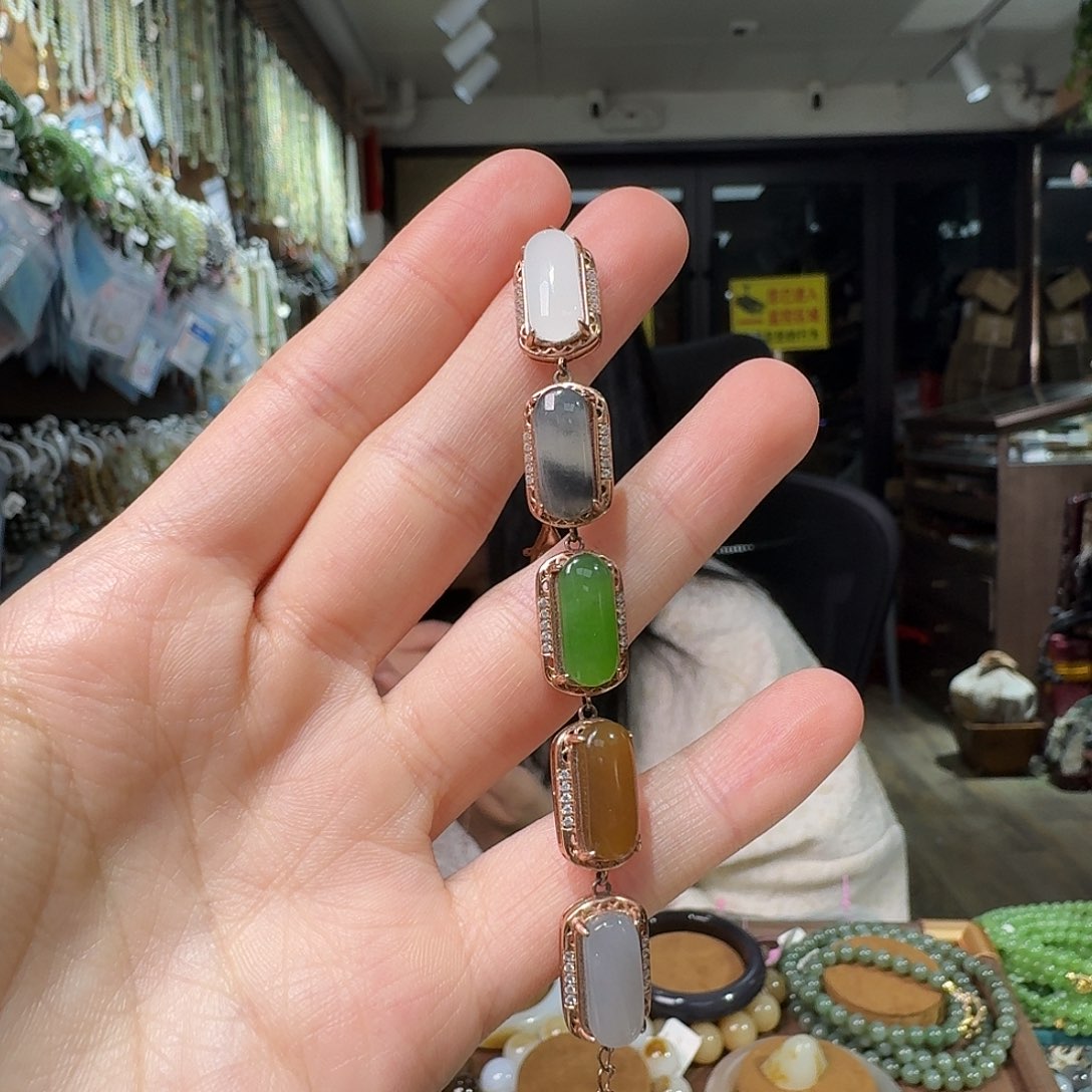 和田玉银S925镶嵌手链