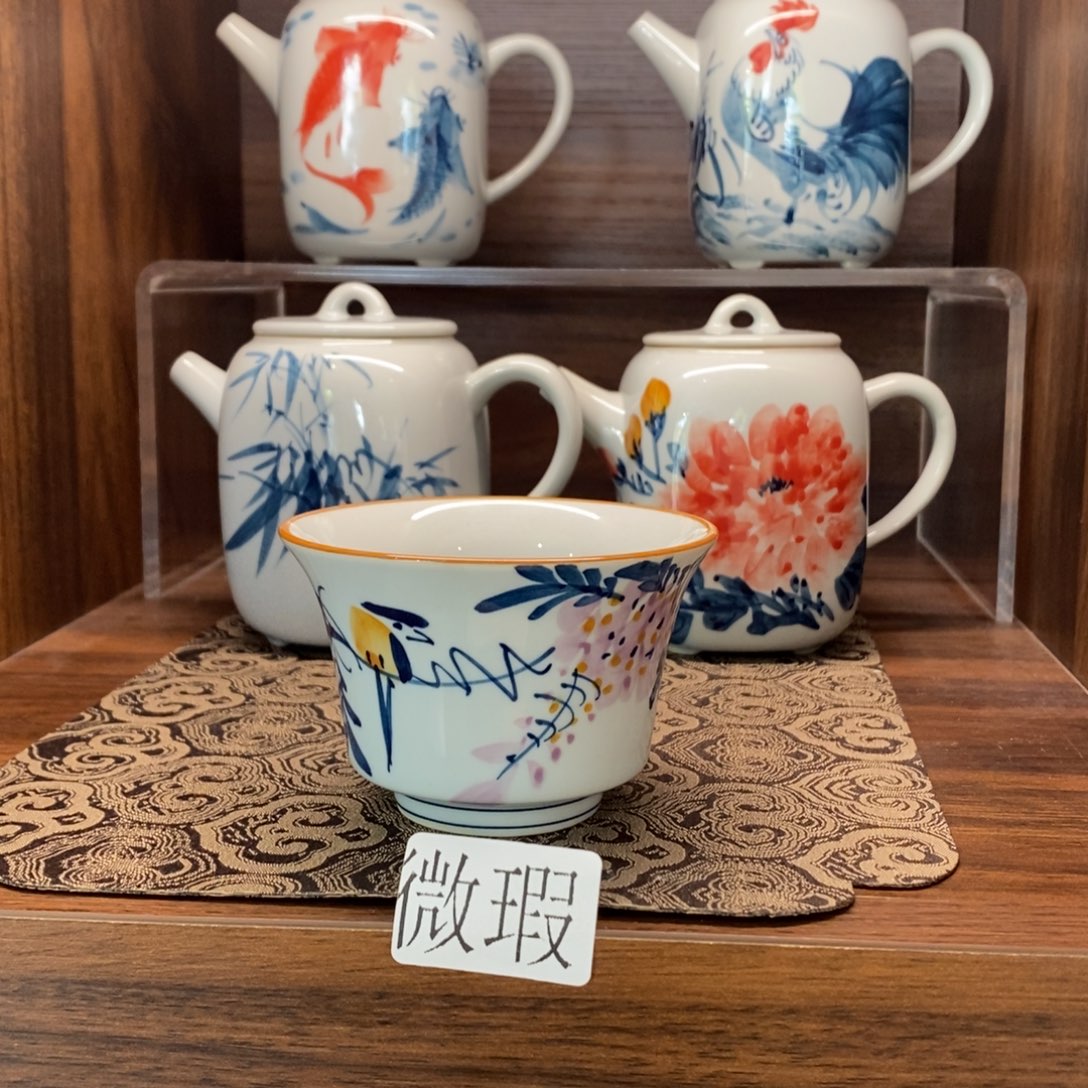 微瑕釉下彩纯手绘手工绘制