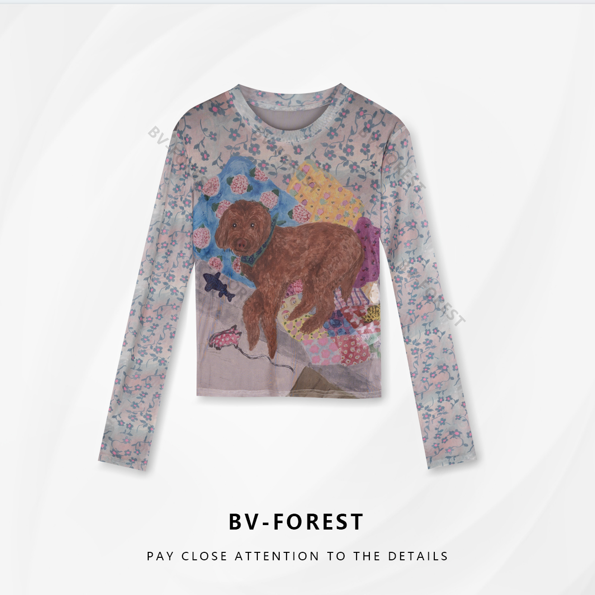 BV-FOREST“泰迪狗”夏季网纱款时尚潮流百搭显瘦长袖T恤BV-T0254