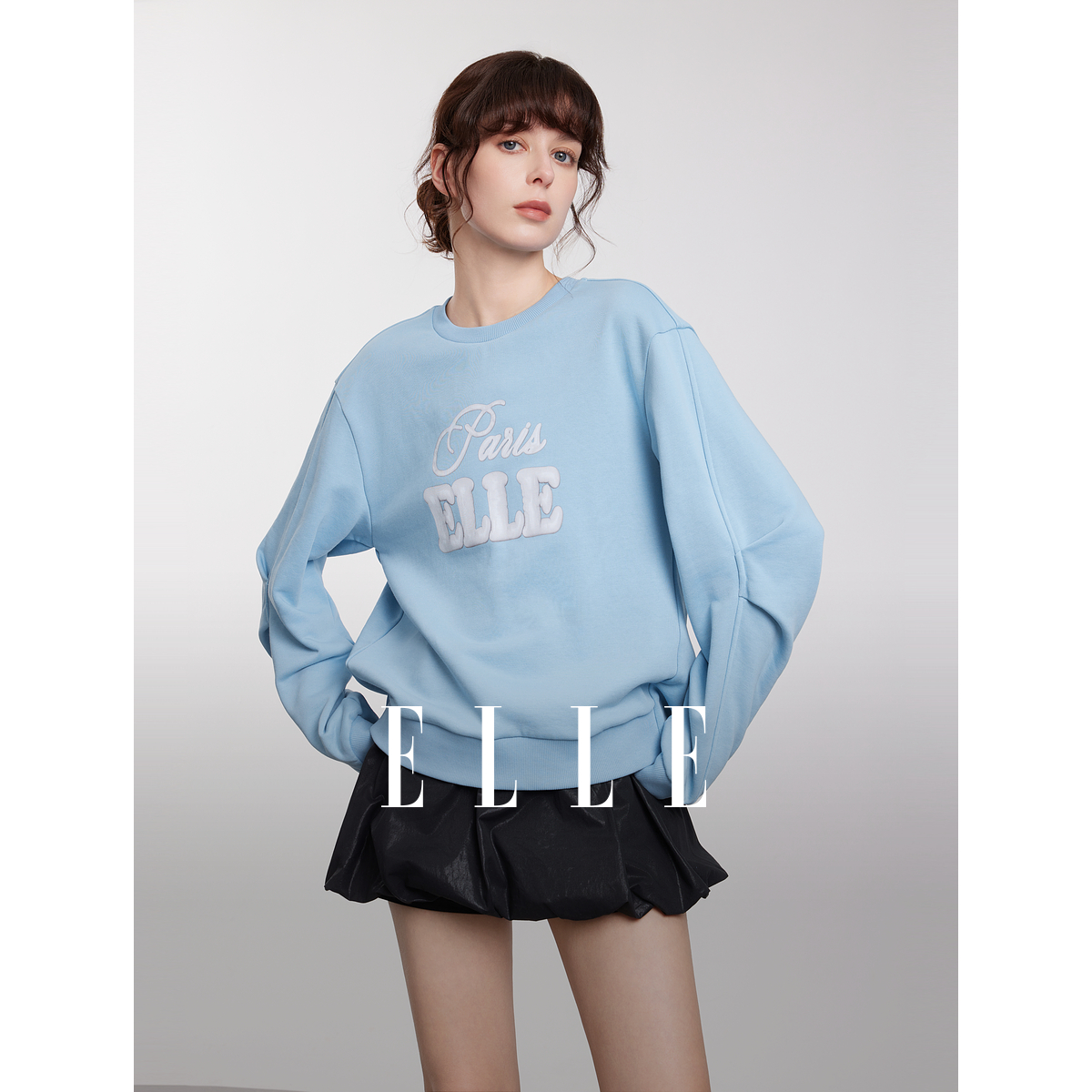 【商场同款】ELLE长袖卫衣2025春季新款设计感时尚休闲圆领L8CWL165
