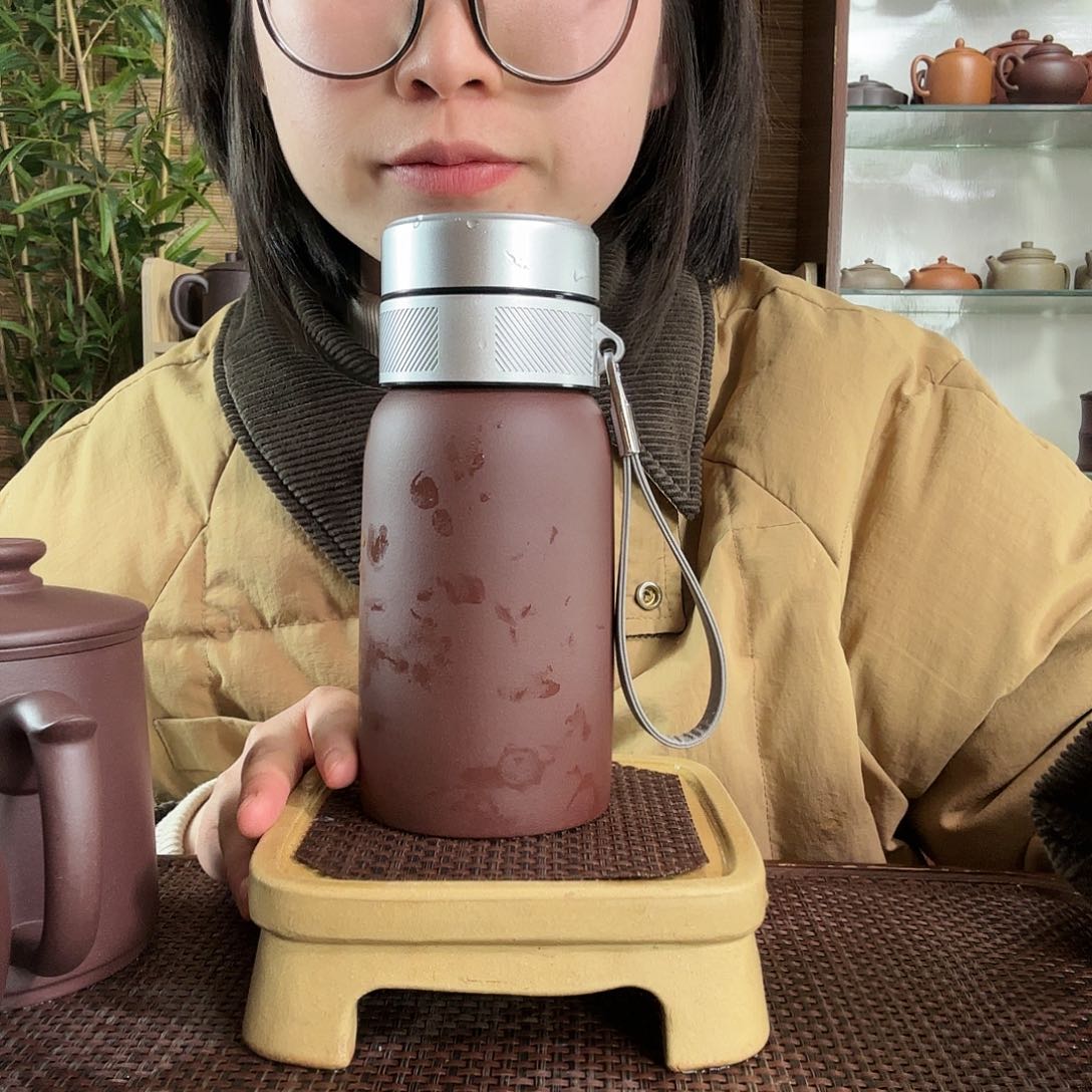 紫砂茶杯原矿紫泥便携水杯350CC