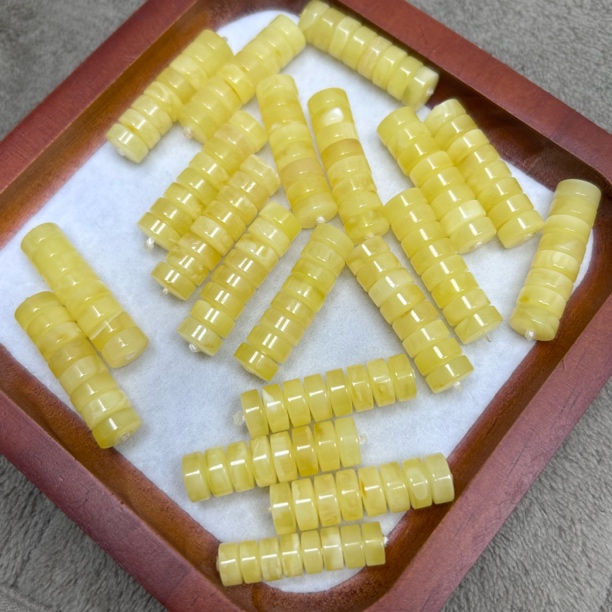 8+mm 微瑕 「蜜之缘珠宝」天然原矿琥珀蜜蜡药片隔珠（多样性发其一）