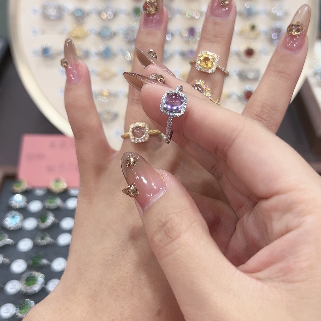 蛇纹石玉戒指银S925镶嵌