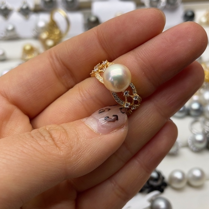 海水珍珠戒指银S925镶嵌