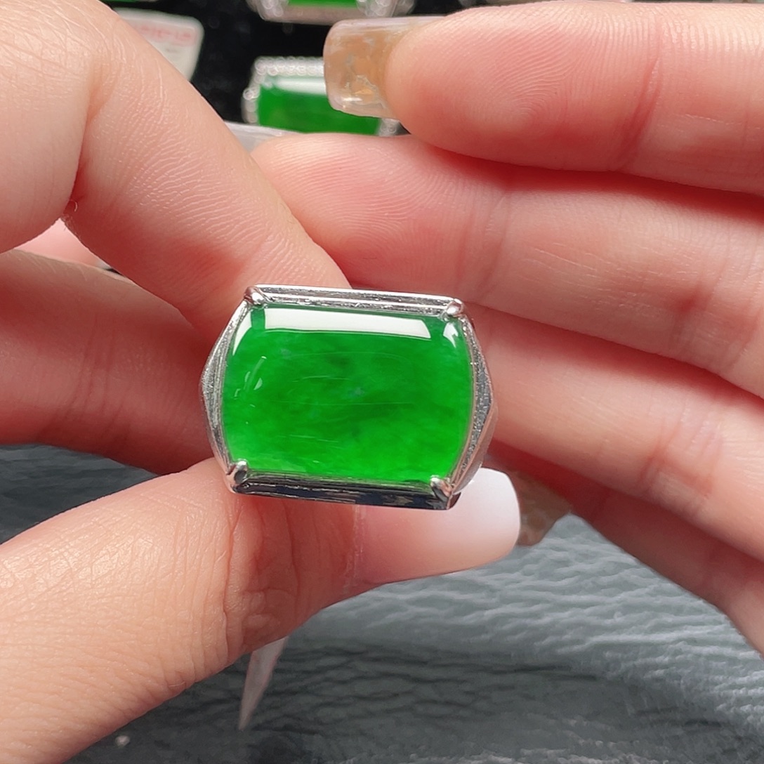 翡翠银S925镶嵌戒指3224