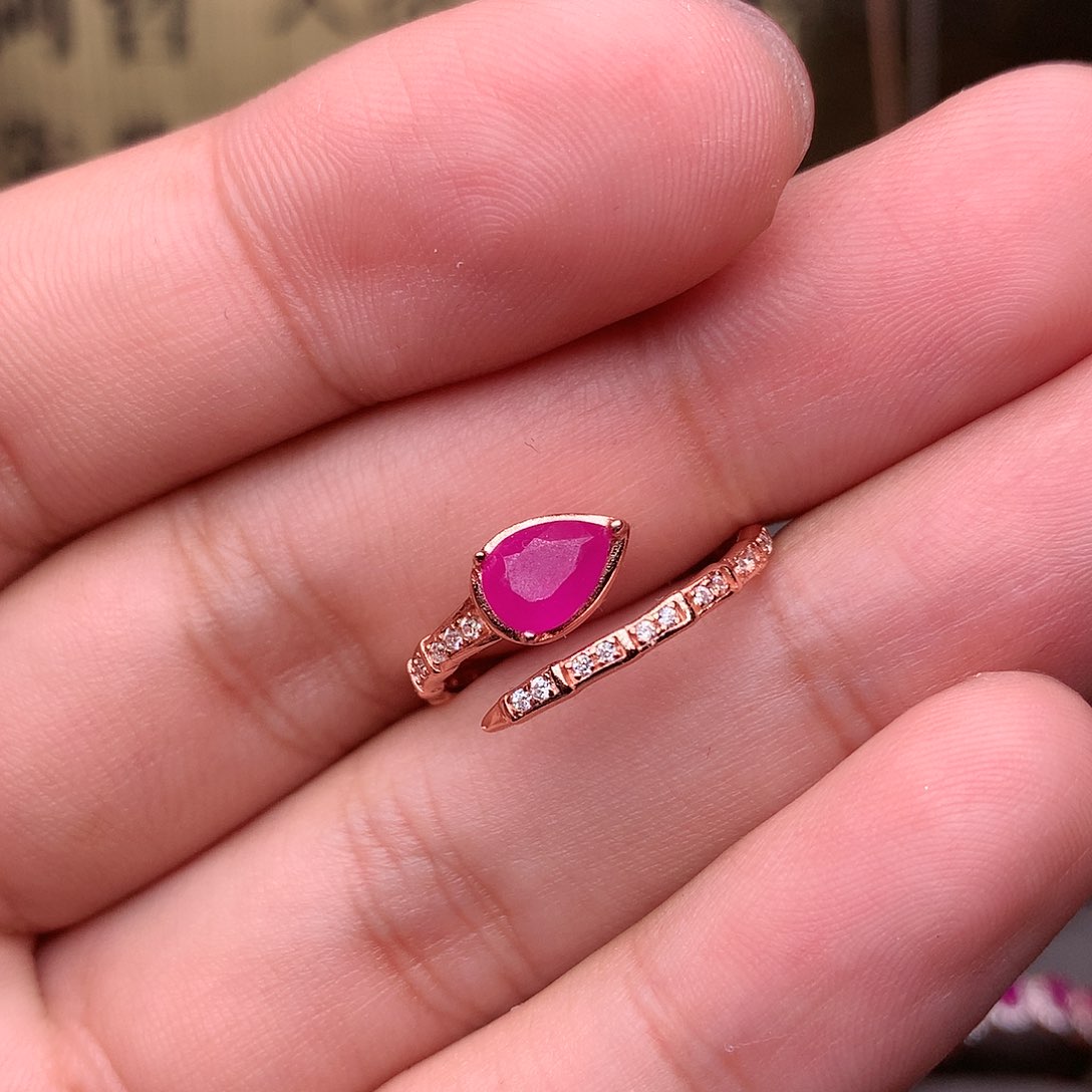 红宝石戒指银S925镶嵌