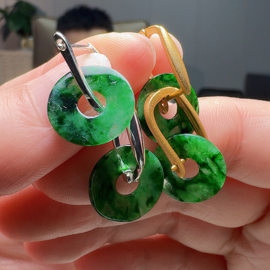 翡翠银S925镶嵌耳饰多样性发货其一