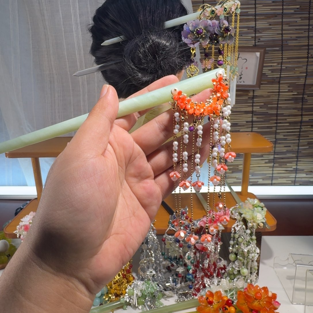 蛇纹石玉合金发饰