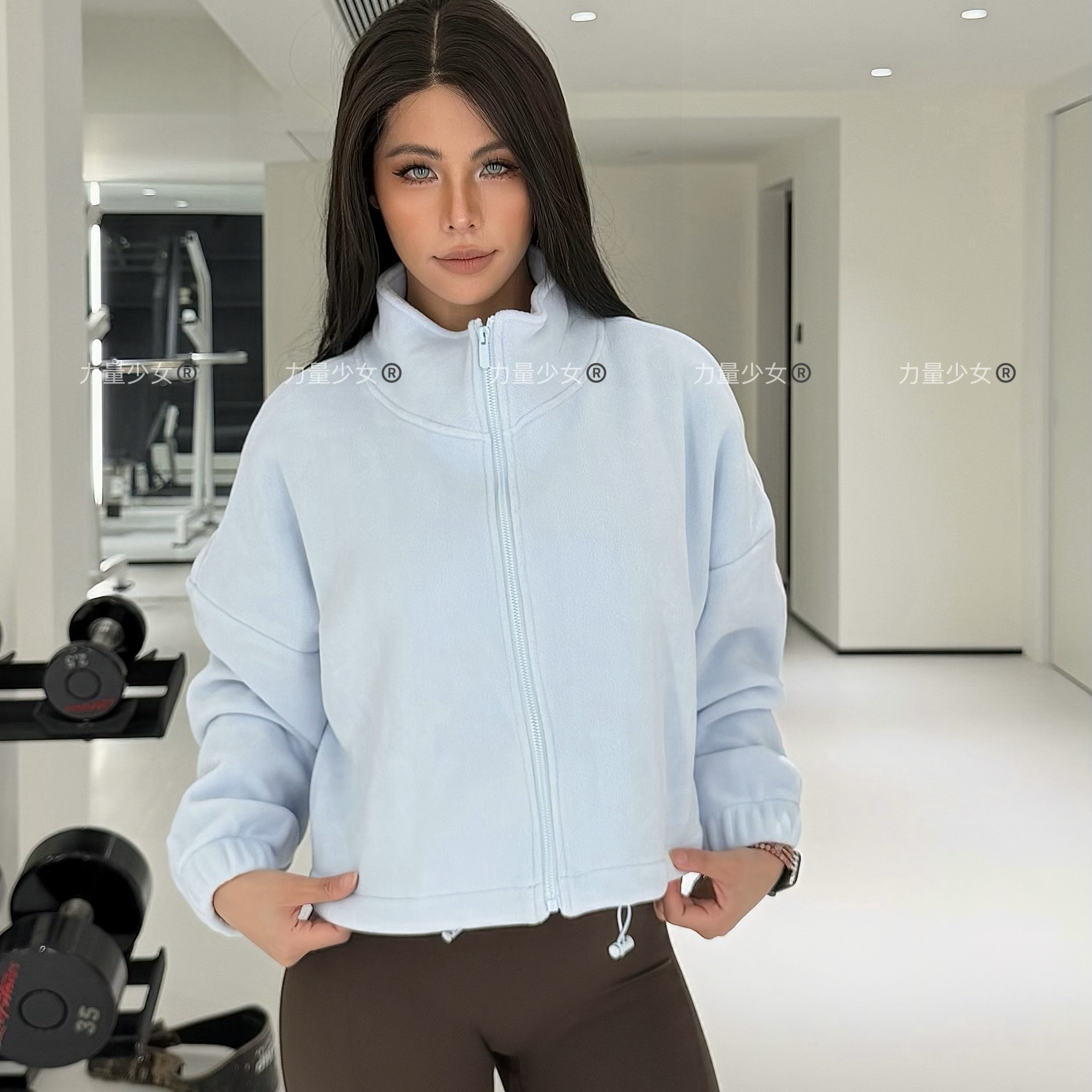 力量少女—秋冬新抓绒外套奥绒户外运动服双面摇粒绒上衣保暖加厚