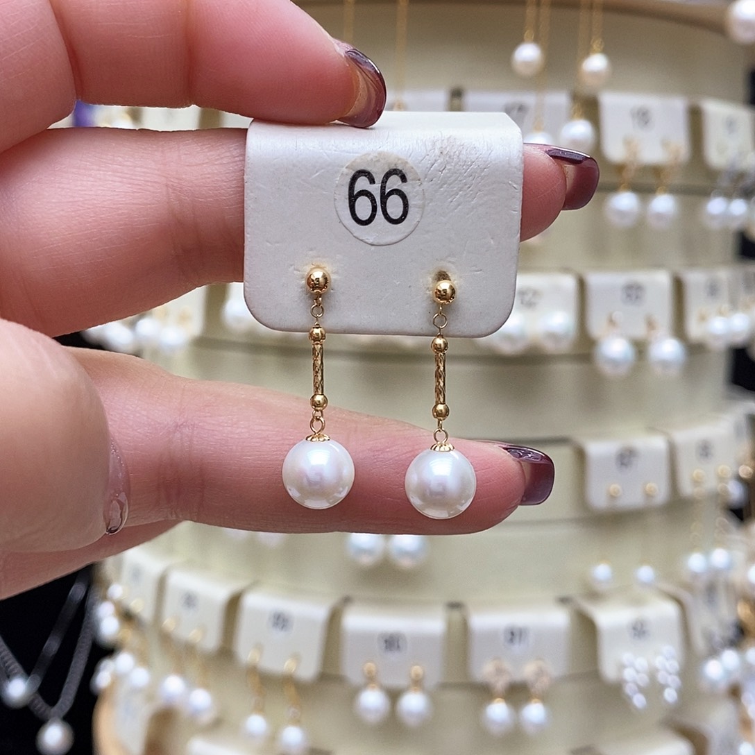 淡水珍珠耳饰18K金镶嵌
