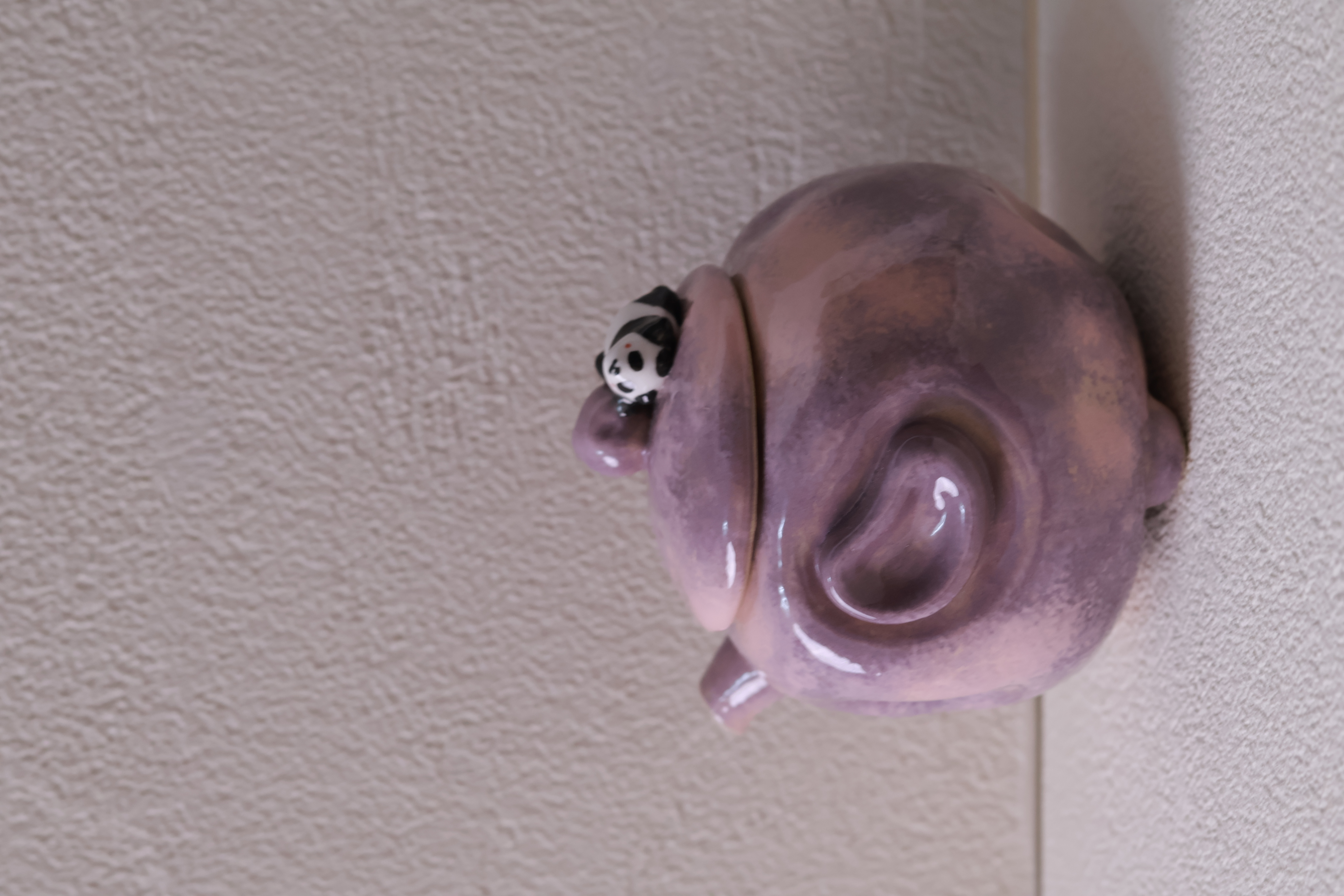 贰鱼紫色手抓宝瓶小茶壶