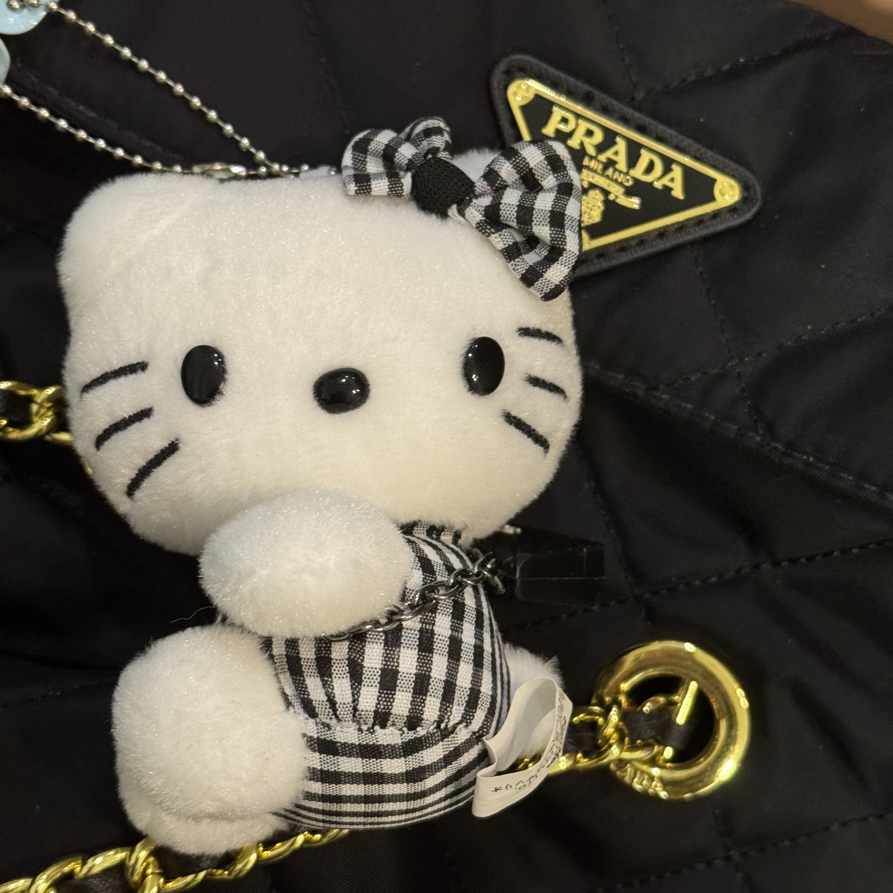 【果的kitty】侧身大小姐kitty黑白格百搭包包挂件