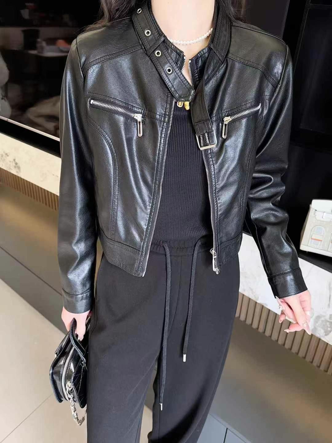 Haige/海阁RUILING202 小皮衣 外套女 时尚短款洋气百搭