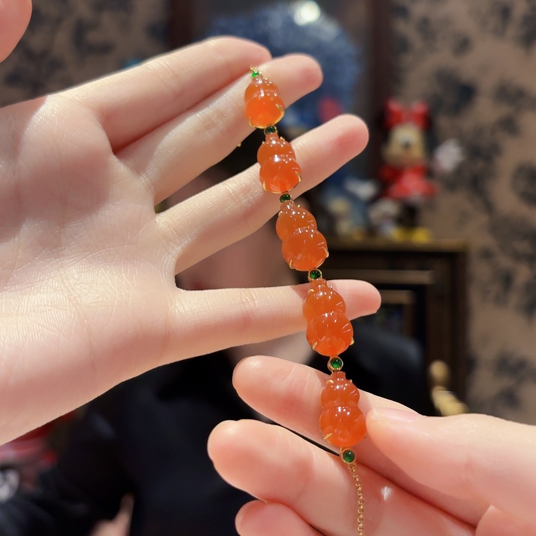 玛瑙/玉髓18K金镶嵌手链