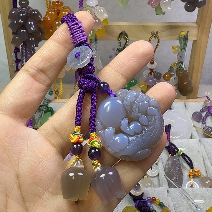 钥匙挂件，福利款紫色款貔貅抱球
