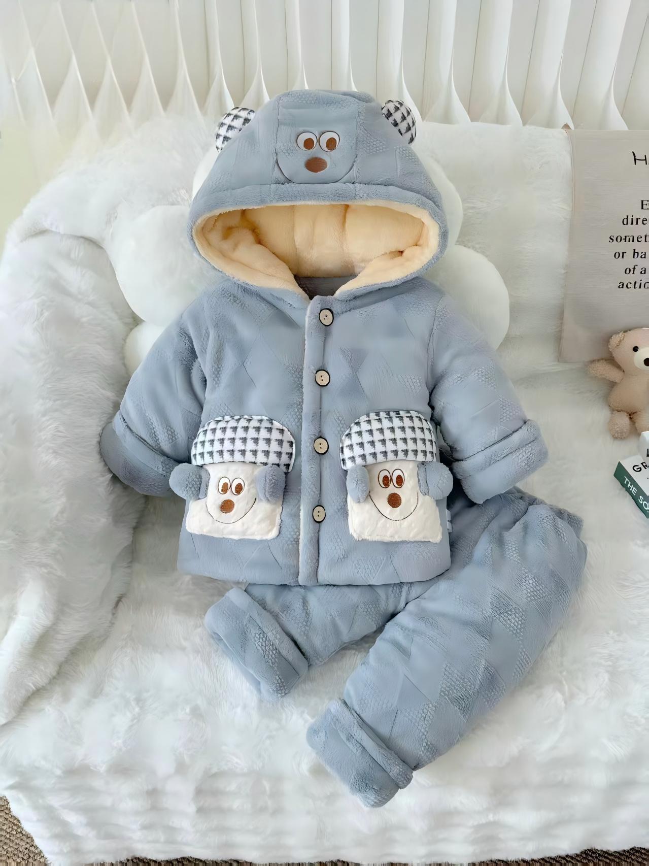 男女通用单排扣男冬季通用套装保暖男童加厚男宝冬装加绒