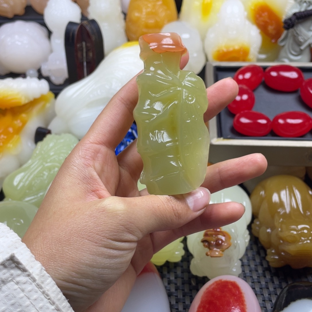 玉石雕刻把件 竹节