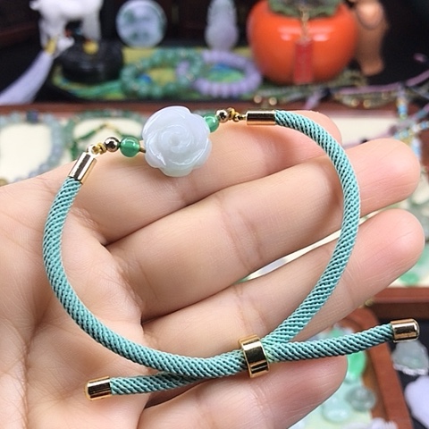 翡翠手绳未镶嵌玫瑰花手链