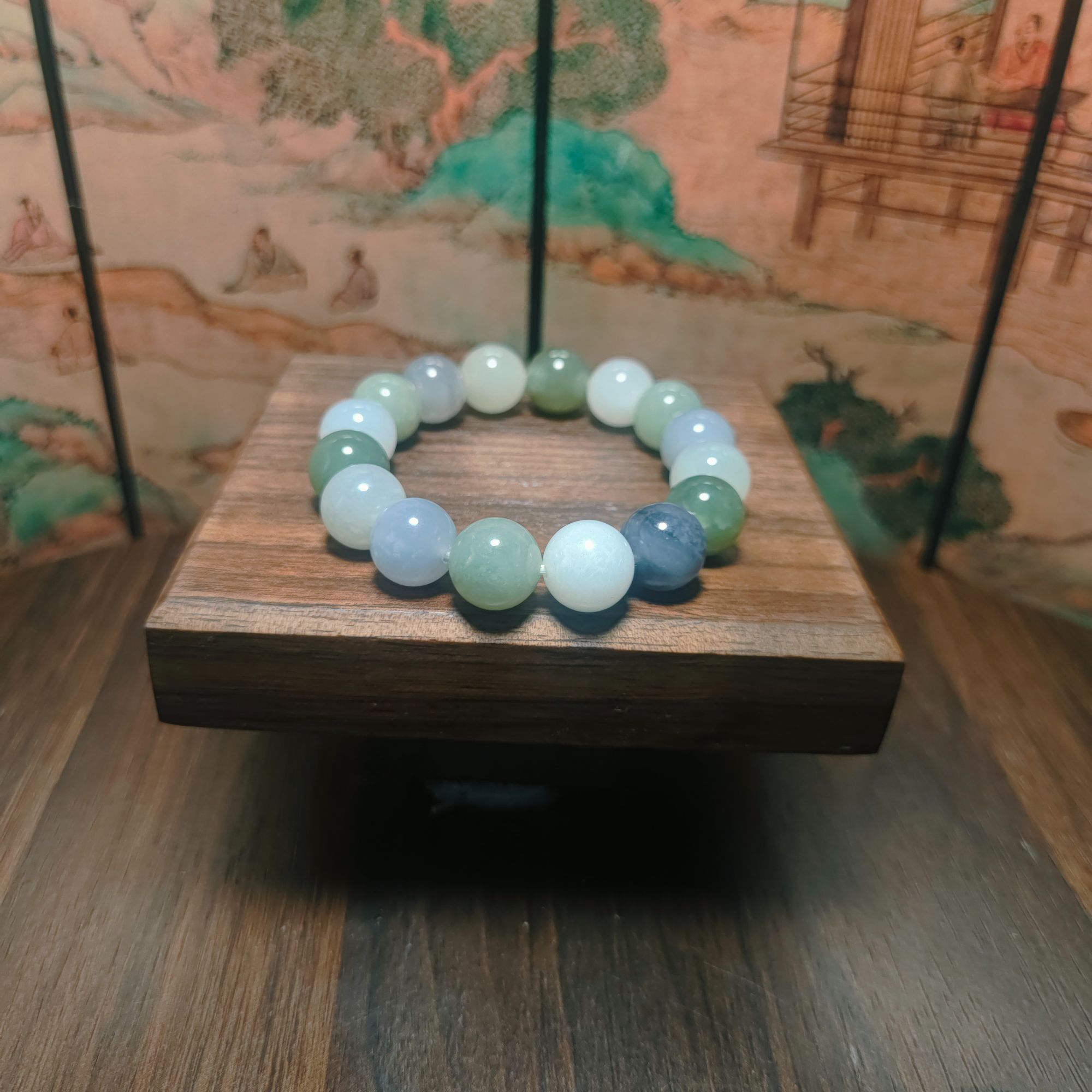 F和田玉多宝圆珠手串（卡12）0502