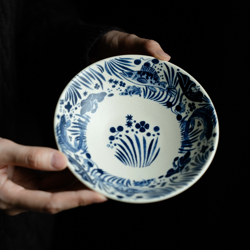 （阿萌茶事）苏打釉半彩鱼藻纹壶承干泡台茶台陶瓷禅意家用养壶