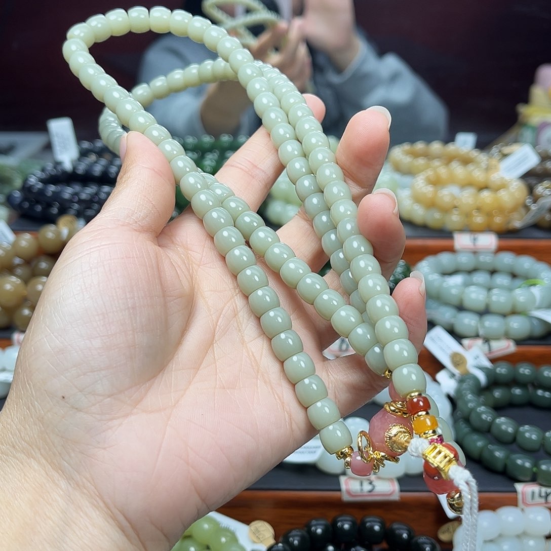 和田玉银S925镀金镶嵌手链