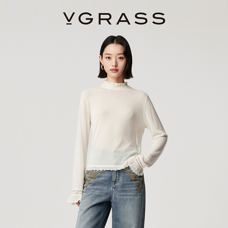 VGRASS手工钩针bacia针织水溶羊毛打底衫VZZ4Q4908E