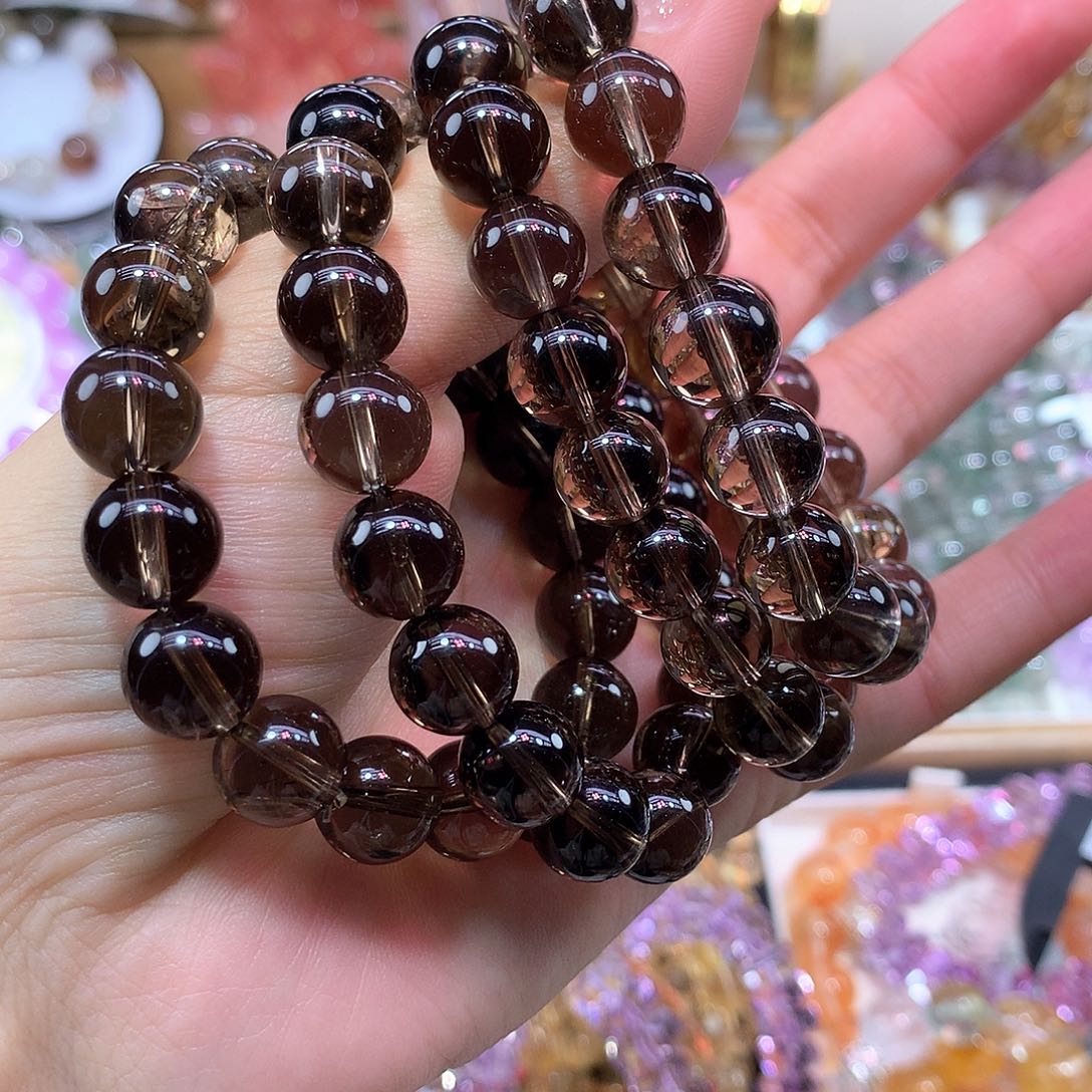 水晶手串未镶嵌茶水晶10mm