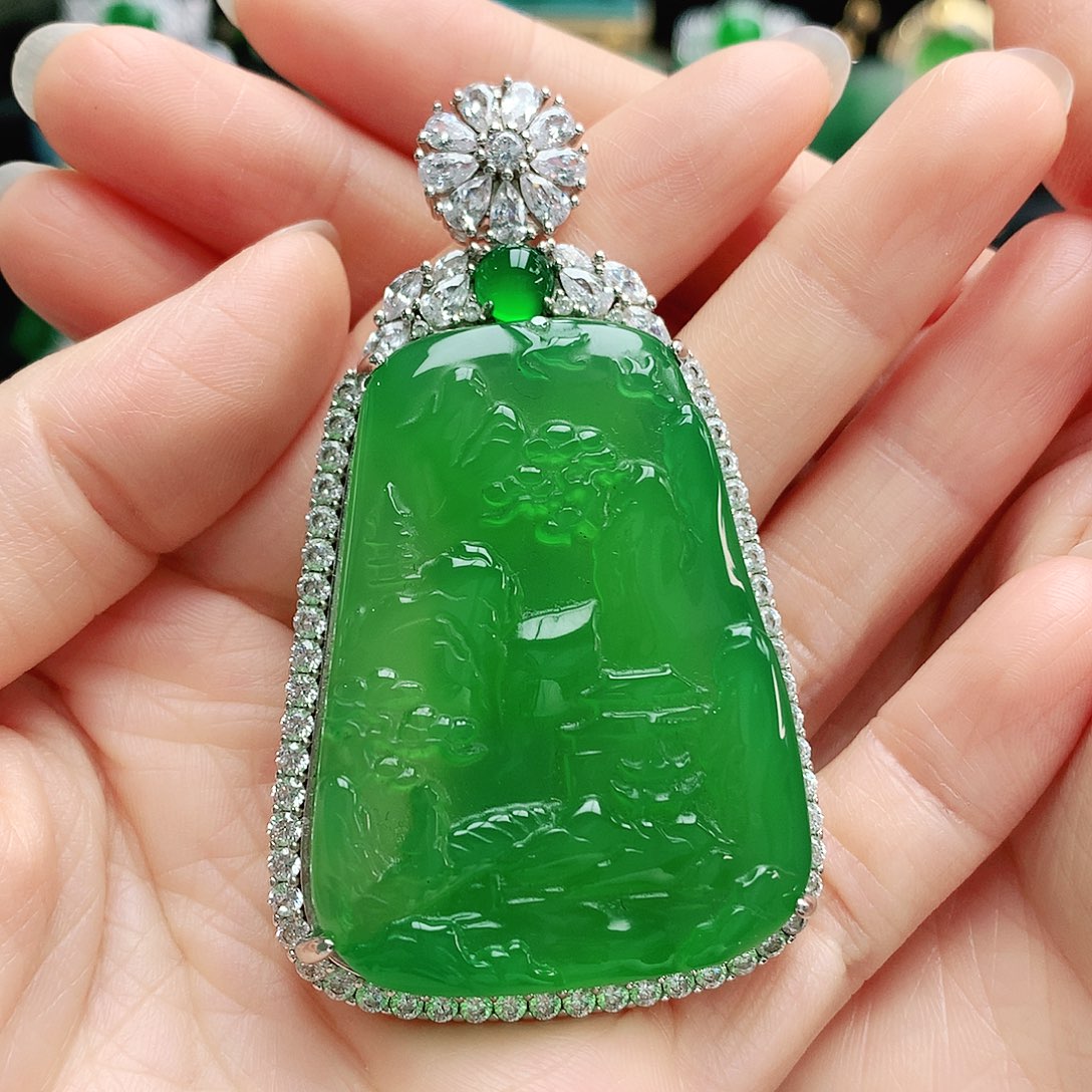 玛瑙/玉髓吊坠银S925镶嵌