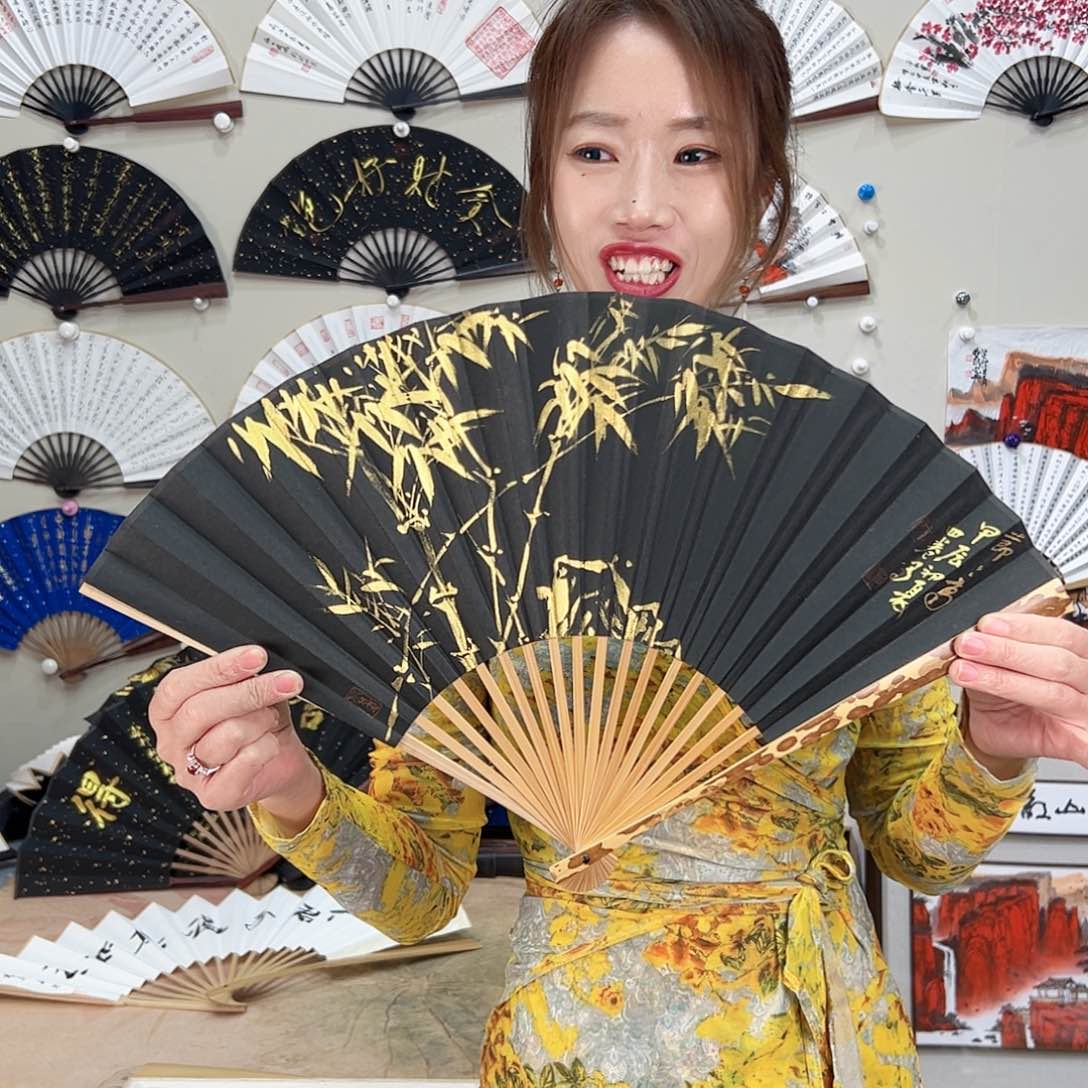 书法梅妃95寸-文玩扇-手写-粘好发出