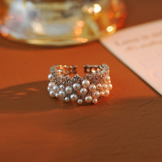 合金莫桑石戒指 163号小众设计微镶轻奢锆石女气质感开口戒时尚品