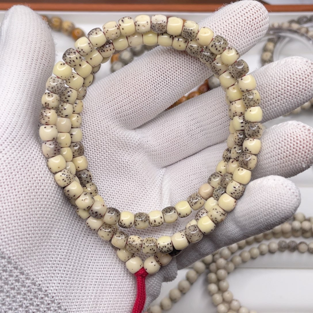星月菩提手串瓷白鼓珠6x5大留白