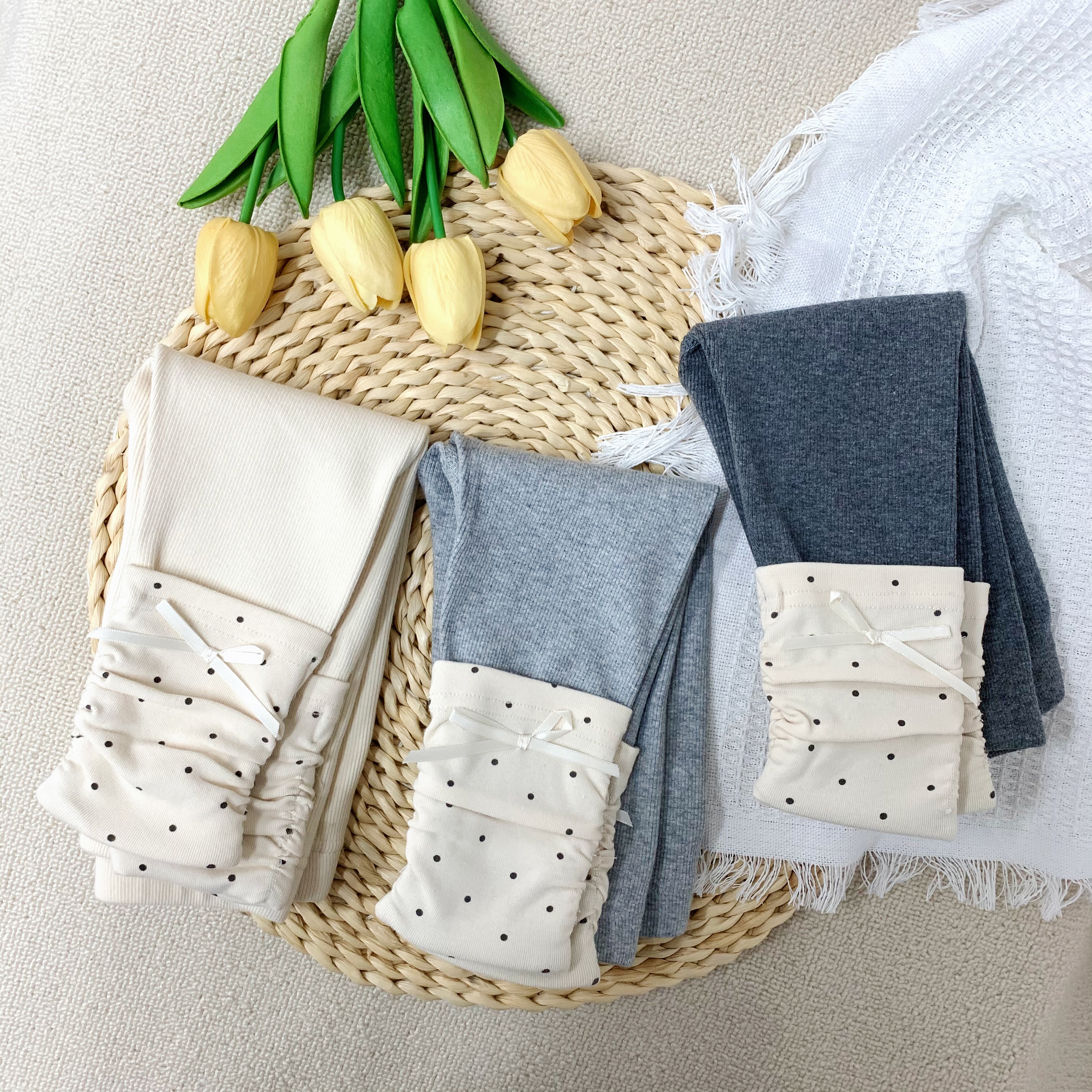 「小波点」春秋款女童打底裤宝宝无缝外穿裤儿童休闲裤