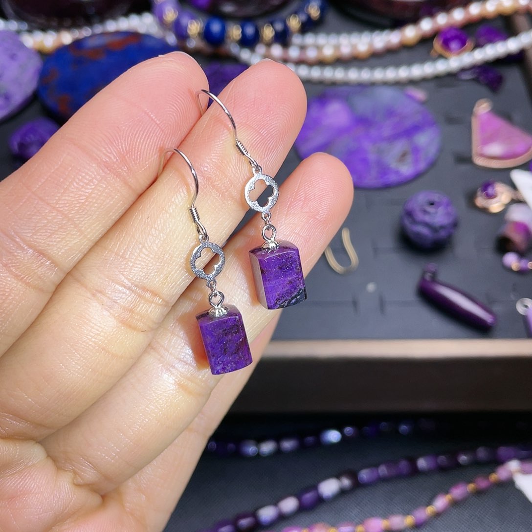 苏纪石（舒俱来）耳环银S925镶嵌