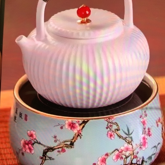 玻璃不*道莺歌烧壶梅花炉套装