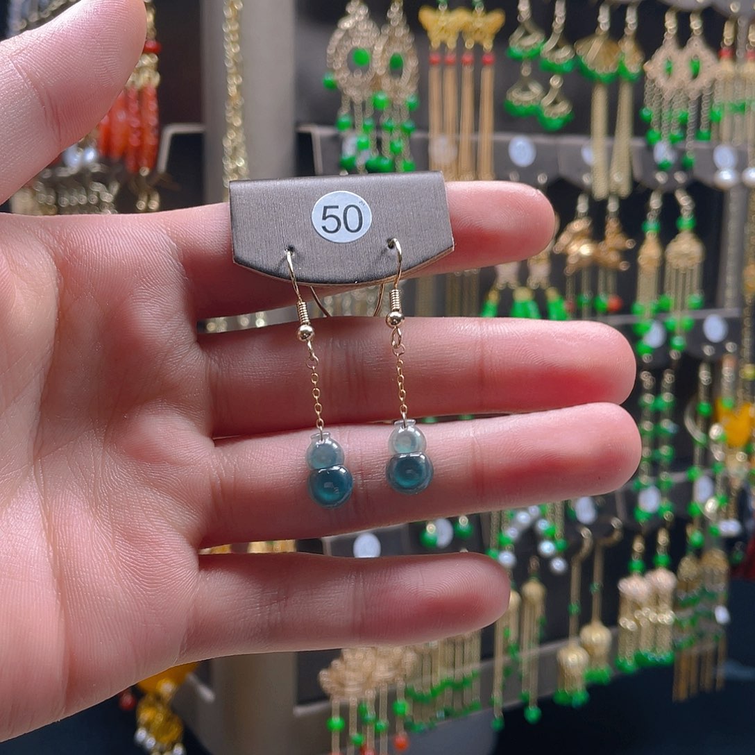 翡翠耳饰合金莹*姐翡翠