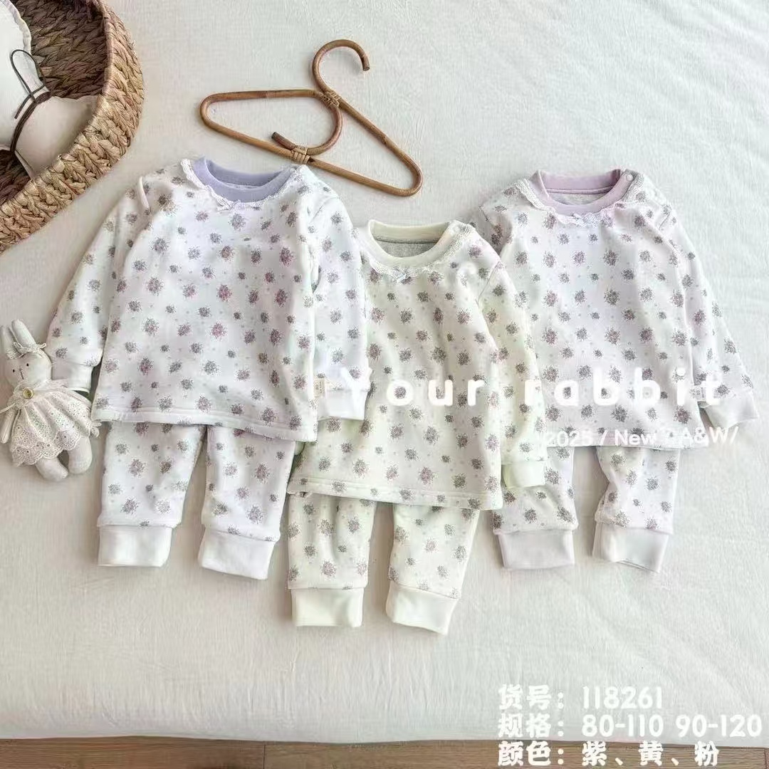 【琳姐婴童】玥儿兔新款双层蚕丝保暖套装德绒套装90～120码