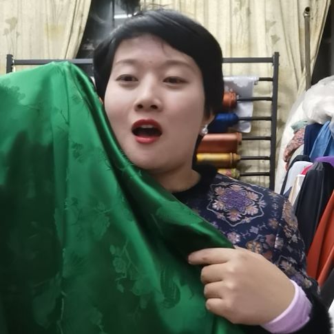 蚕丝4米提花重缎布料绿布料