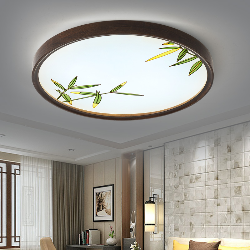 新中式实木吸顶灯国风简约大气禅意客厅书房茶室卧室灯具