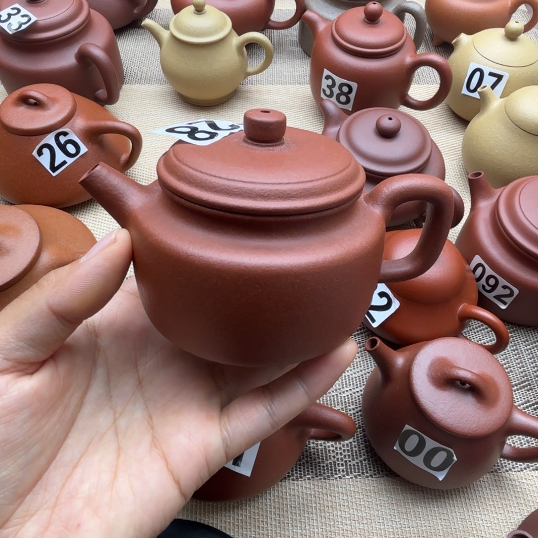 紫砂茶壶红降坡德钟160cc