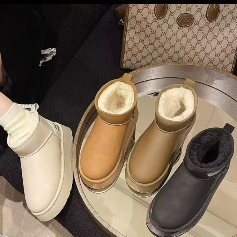 冬季加绒加厚防水防滑厚底增高时尚雪地靴女款