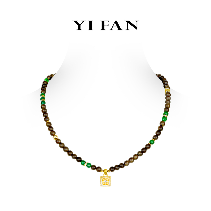 吊坠925银合成锆石 20481-时尚气质包你香绿珠百搭Y字流苏项链