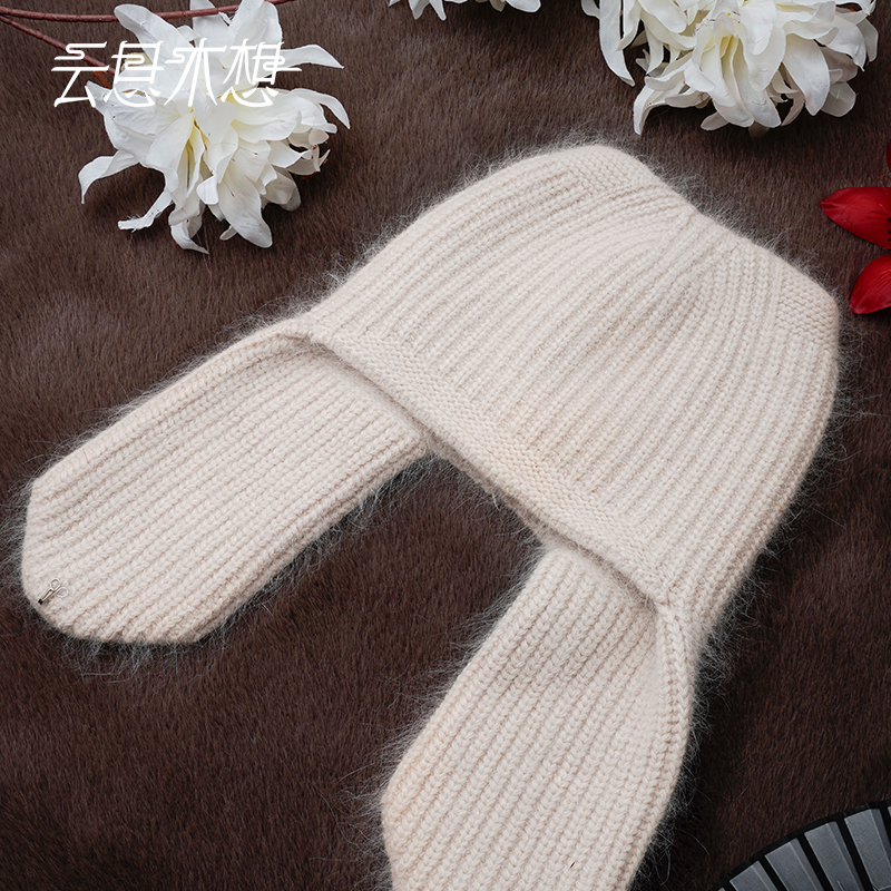 Ysimo-X云思木想 雪狸玉兔 秋冬加厚百搭保暖兔毛针织帽子14381
