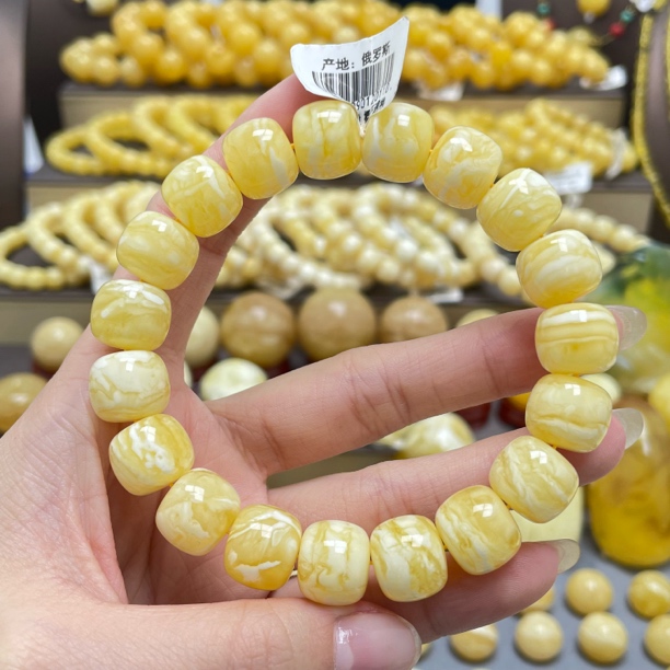 段掌柜臻选｜天然原矿蜜蜡白花虎皮千层老型手串12.8*11.2mm微微瑕