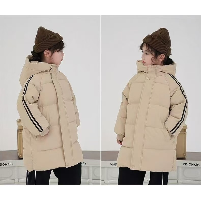 新款儿童2025新款百搭休闲中长款连帽棉服B3774