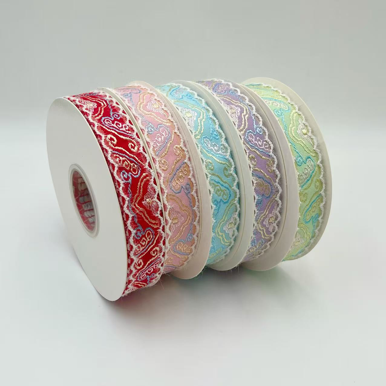 【小蚂蚁饰品】 波浪刺绣带提花蝴蝶结发饰手工diy